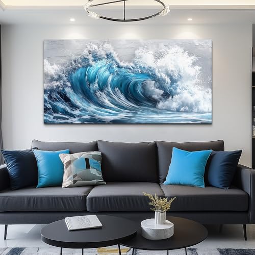 ZUITINGHUA Canvas Wall Art For Living Room Large Wall Decor For Office Bedroom Decoration Ocean Wave Landscape Picture Black And White Painting Artwork Room Wall Mural Aesthetic Home Decor 30x60 In by ZUITINGHUA - Used condition - Image 2
