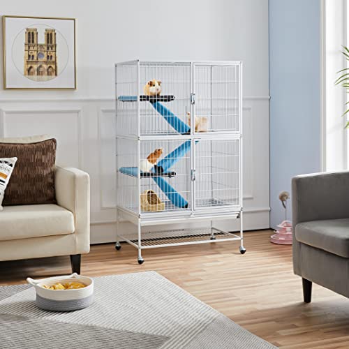 Yaheetech YT-00112448 Rolling 2-Story Ferret Cage Small Animal Cage For Chinchilla Adult Rats Metal Critter Nation Cage W/ 2 Removable Ramps/Platforms White thumb #1