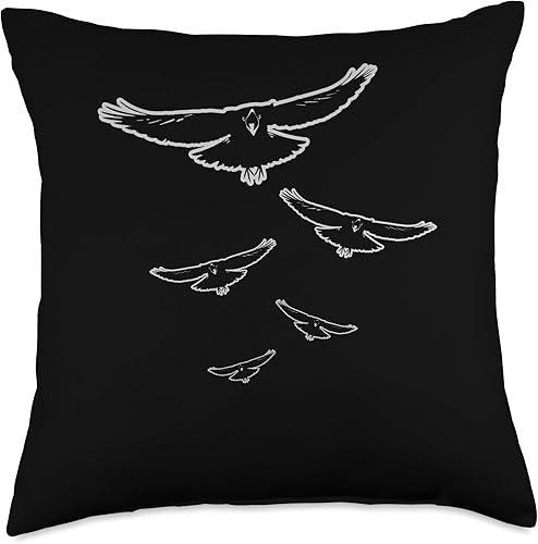 Krähen Raben Vögel Liebhaber Bekleidung Crow Raven Swarm Odin Viking Fans Hugin and Munin Throw Pillow, 18x18, Multicolor