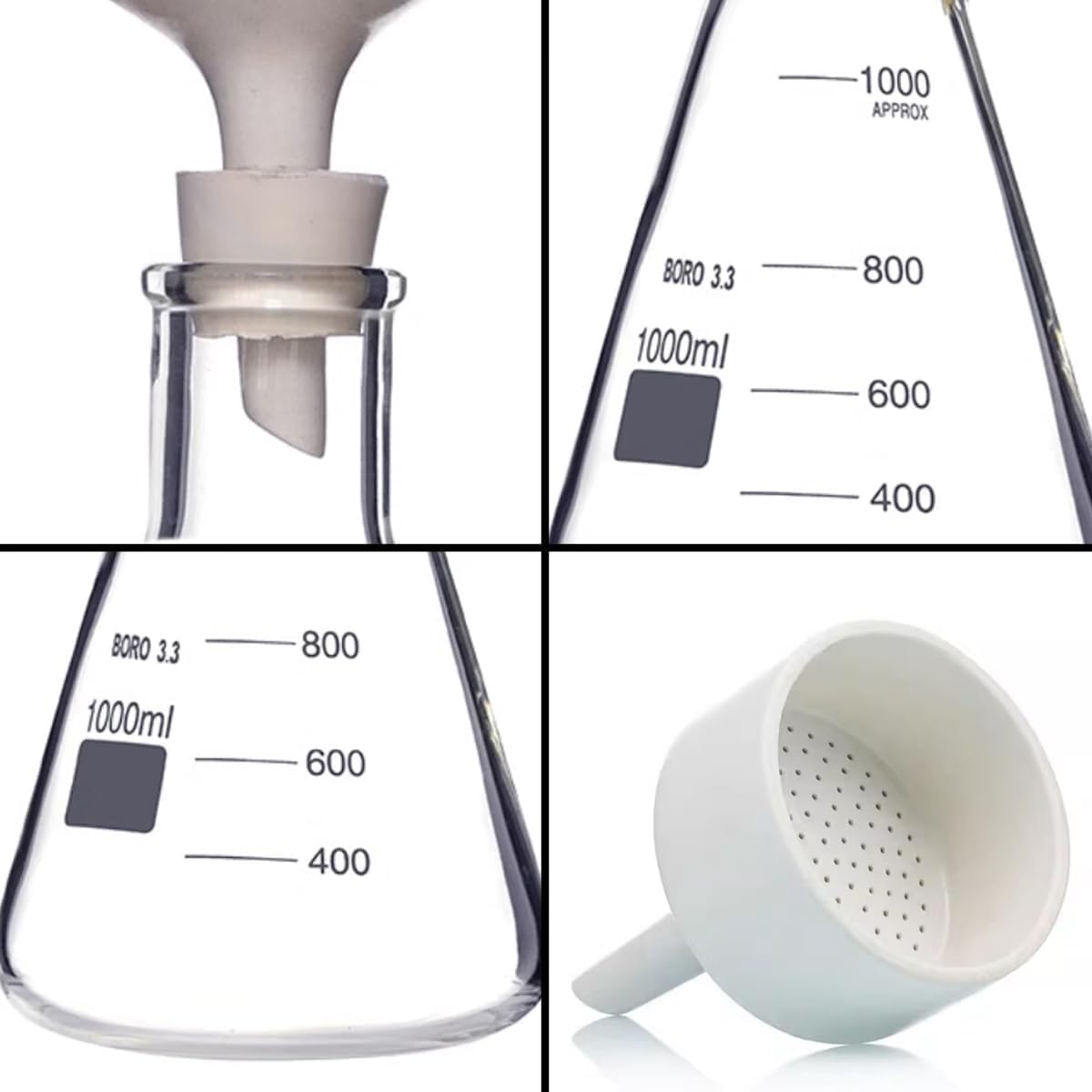 Aparato De Destilación por Filtración Al Vacío para Laboratorio, Kit De Filtración Al Vacío, con Bomba De Filtración Al Vacío, Matraz De Filtración, Embudo 1000ml