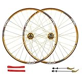 Jantes VTT Paire Roues Vélo 26 Pouces Frein À Disque Roues De Vélo Jante en Alliage À Double Paroi QR pour Cassette Hub Vélo 7 10 Vitesses 32H (Color : Gold)