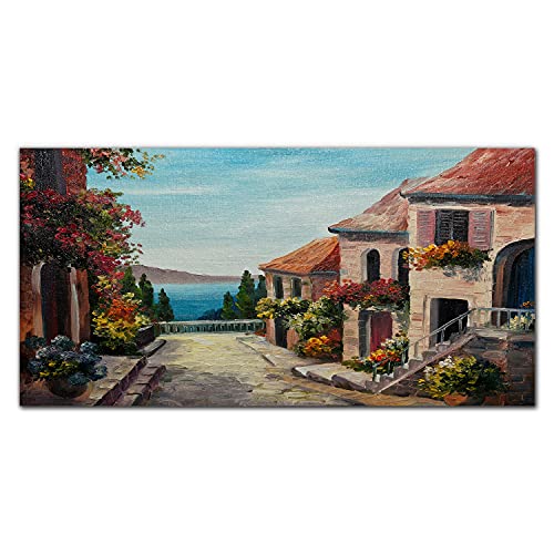 Tableau sur toile 140x70cm de bâtiments de la ville pour décoration murale moderne