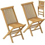 Tangkula Patio Folding Chairs Set of 2, No Assembly Outdoor Teak Wood Dining Chairs with Slatted Seat & Backrest, X-Shaped Frame, Portable & Lightweight Bistro Chairs for Poolside, Yard, Garden, Porch