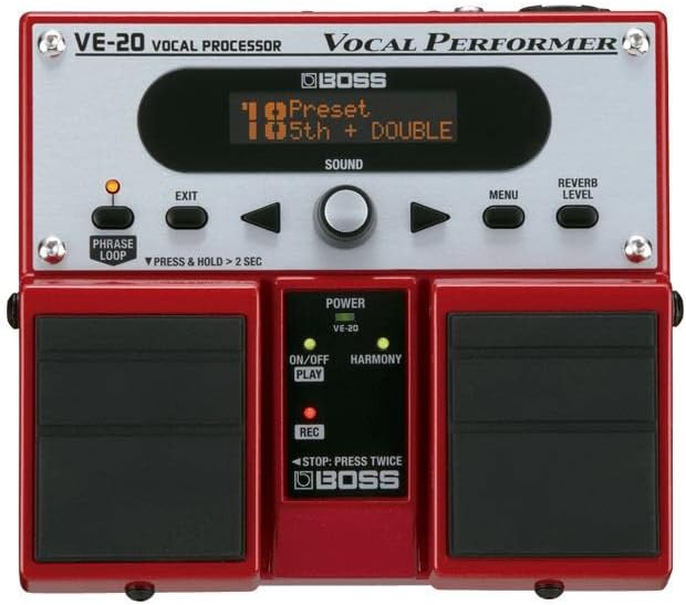 Close-up of the BOSS VE-20 footswitches