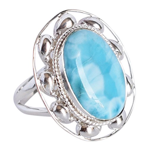Bague Larimar bleue en argent réglable pour illuminer vos tenues d'été