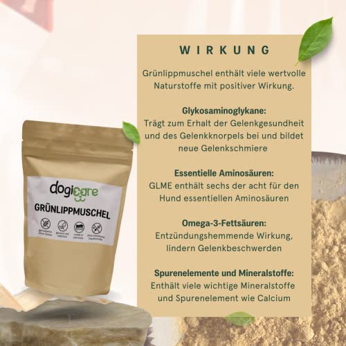 Grünlippmuschelpulver Hund - 100% reines Grünlippmuschelextrakt zur Unterstützung der Gelenke - Neuseeländische Grünlippmuschel als Gelenkpulver für Hunde - Pulver als Futterzusatz hochdosiert