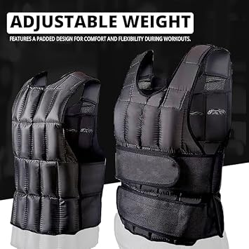 MAXSTRENGTH Adjustable Weighted Vest for Fitness, Cardio, Running, and Strength Training – 10kg, 15kg, 20kg, Comfortable & Durable Design