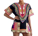 Dashiki Shirt Great Vibrant Colors Casual Style in Black Multi Coloured sz XXL