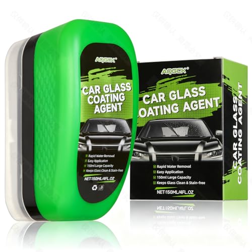 AQGCK - Ceramic Glass Cleaning Brush and Coating Removes Dirt and Provides Hydrophobic Protection for Car Windows Mirrors Glass of Trucks SUVs and Household Glass Surfaces - 4 fl oz