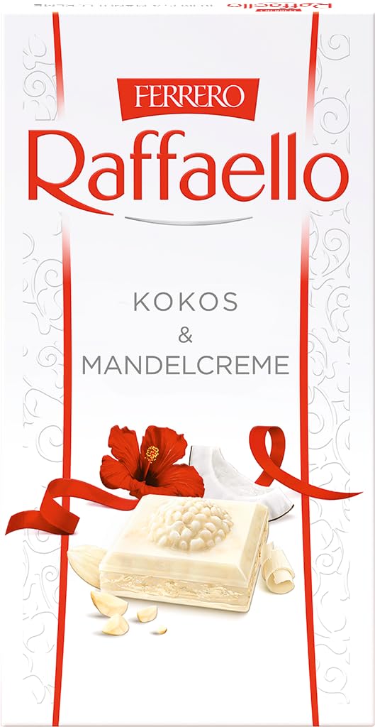 Ferrero Raffaello Tafel - Weiße Schokolade mit Kokos- und Mandelcreme, 90 g