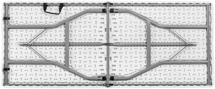 Romig Trestle 6 ft Folding Table, Blow Mold Plastic, Fold-in-Half with Handle, Heavy-Duty Steel Frame, 72 x 29 in, White