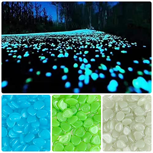Hmieprs 1000Pcs Blue Long Term Glowing Decorative Stone, Glow In The Dark Rocks Light Perfect Indoor Outdoor Decor Fit For Garden Sidewalk Fish Tank Grass Flower Pots (0.3-04In/0.8-1Cm) #TOP7