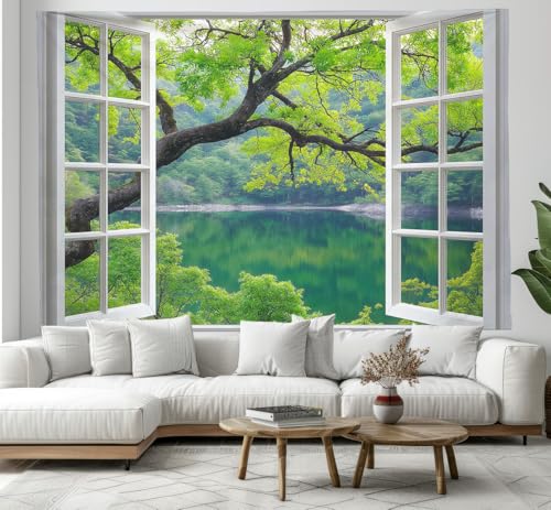 Tapisserie fausse fenêtre 3D en tissu imprimé 180×230cm