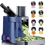 MOGAN 8-In-1 Electric Vegetable Cutter, Commercial Vegetable Slicer Fruit Slicer Machine, Veggie Food Processor Dicer Chopper Stainless Steel Blades for Slicing Shredder Dicing for Home and Kitchen