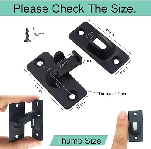 Miniatura 2 de Cerradura de puerta de 90 grados de tamaño MINI Cerradura de puerta corredera Cerradura de puerta de granero Cerradura de cerrojo Cerradura de