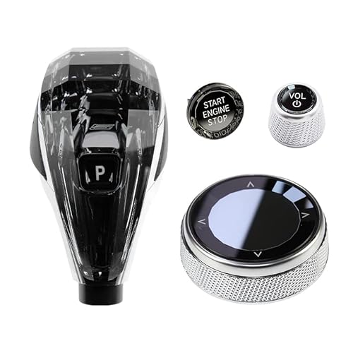 Mankaleilab 4Pcs Crystal Controls Gear Shift Knob Idrive Multimedia Controller Knob Start Button For Bmw 1 2 3 4 8 Z4 X5 X6 X7 (Logo Colormm) #TOP1