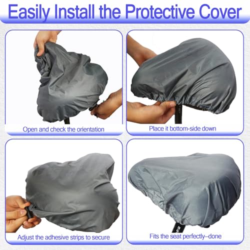 Image of Waterproof Bicycle Seat Covers Dustproof Rainproof UV-Resistant and Windproof Easy to Install and Clean Reusable Suitable for Men's and Women's City Bike and Wide Seats(2pcs Gray)