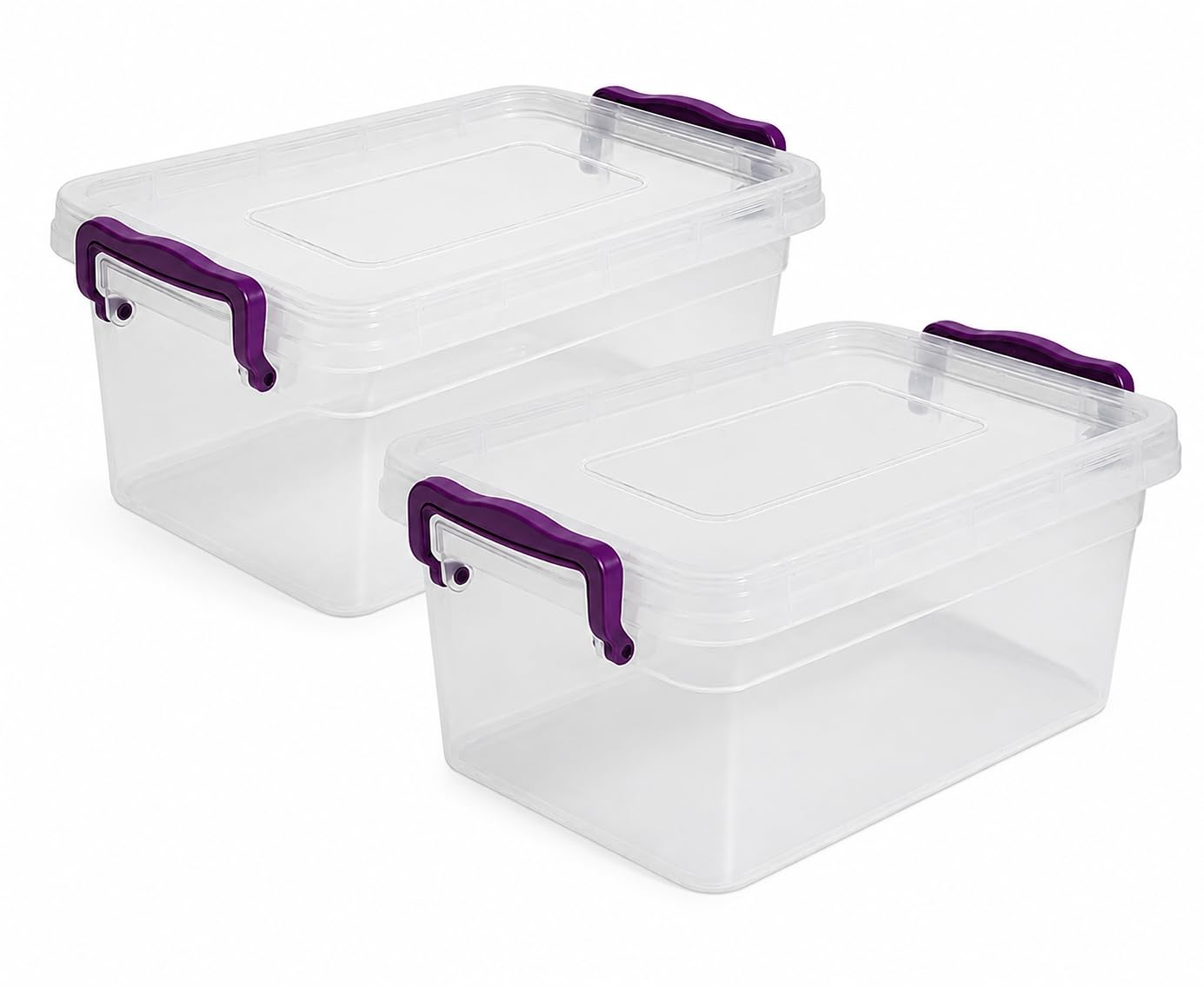 Clear Plastic Storage Boxes with Lids & Clip Lock Handles (Pack of 2) – Stackable Storage Containers | BPA Free Plastic Organiser Boxes for Home, Office, Kitchen, Crafts & Food Storage (10 Litre)