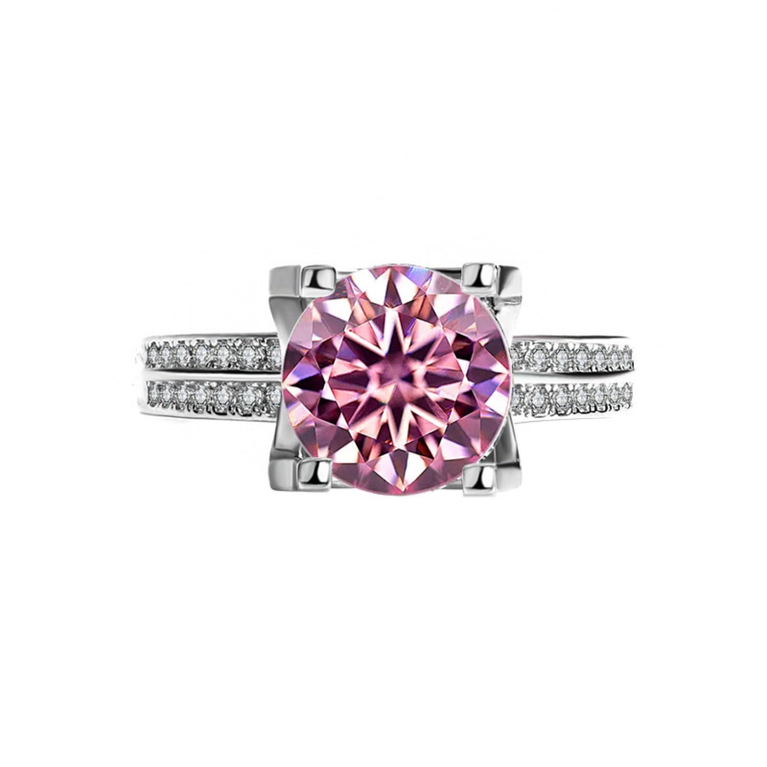 Alliance mariage moissanite 3ct femme, bague argent 925 fiançailles couleur D