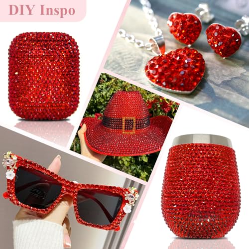 Image of 2000PCS SS16 /4mm Crystal Glass Rhinestones for Bedazzling (Light Red) | Flatback Rhinestones for Crafting DIY Crafts Nail Art Makeup, Light Siam Gems Diamond Charms for Tumbler Shoes Clothing Mug
