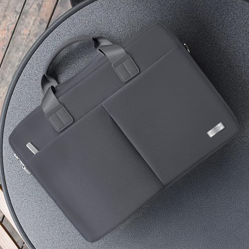Image of GRIPP Hugo Laptop Sleeve Bag for Laptop /MacBook up to 14 Inch, Detachable Shoulder Strap, Carry Handle, Trolley Sleeve, Tablet Compartment, Multiple Organisers, Office and Travel Bag - Grey