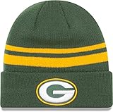 New Era Unisex-Adult NFL Official Sport Knit Classic Striped Knit Beanie Cold Weather Hat (Green Bay Packers), One Size