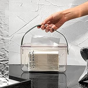 Tissue Box Holder met ​Handvat,Stofdichte Zakdoekdoos Servetten Opbergkoffer voor Thuis Keuken Kantoor Hotel Restaurant…