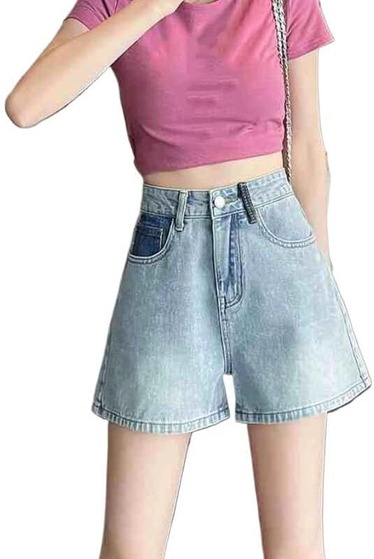 Wide Women's High Waist Denim Shorts Korean Style Classic Summer Female Short Pants