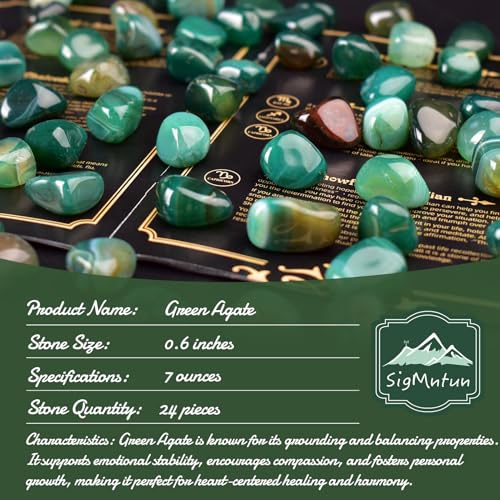 Image of Green Agate Healing Crystal Stone Set - 24 Pieces, 0.6 inch Natural & Polished Stones for Healing, Meditation, Reiki, Chakra, Crafting & Decoration
