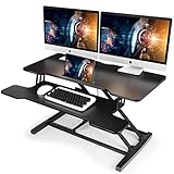 Stehpult Höhenverstellbarer Schreibtisch mit Tastaturablage 92 x 41CM Sitz Steh Schreibtischaufsatz Für Büro Zuhause - Belastbar bis 15 kg