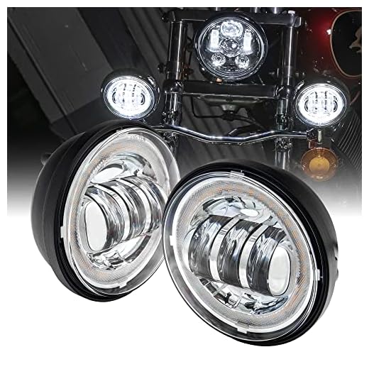 TRUE MODS 2pc 4.5" Osram LED Harley Fog Passing Light [Halo] [Chrome-Finish] Motorcycle Passing Fog Lamp for Harley Davidson Accessories Road King Street Glide Electra Glide