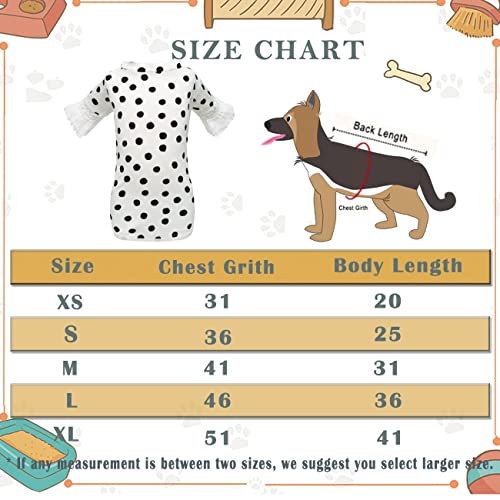Dog Polka Dots Pattern Shirt Outfit Puppy Clothes For Small Medium Girl Dogs Christmas Holiday Picnic Birthday Party (White Dot, M) #TOP5
