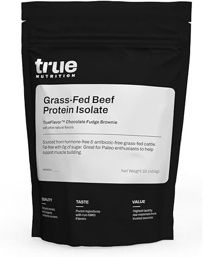 True Nutrition Proteína de carne de res alimentada con pasto aislado  0.79 onzas de proteína de carne de res paleo, cetogénica y carnívora por