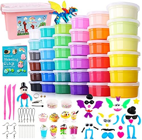 HOLICOLOR Air Dry Clay Kit, 36 Colors Clay Ultra Light Modeling Clay for Kids with Accessories, Tools and Tutorials, Arts and Crafts Gift for Kids