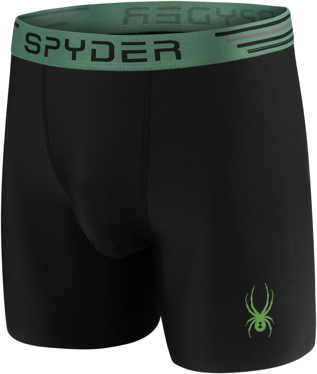 Spyder Mens Boxer Briefs 4 Pack Poly Spandex Performance Underwear/Bonded Hem Boxer Briefs (Green/Grey/Blue/Black, Medium) - Image 5