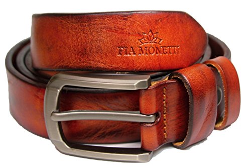 MONETTI Fia Cinturón de cuero para mujer, con moderna hebilla, ancho 2,8 cm