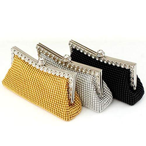 Tendycoco Bolsa de mão de luxo cravejada com bolsa de corrente de diamante para mulheres (dourada),