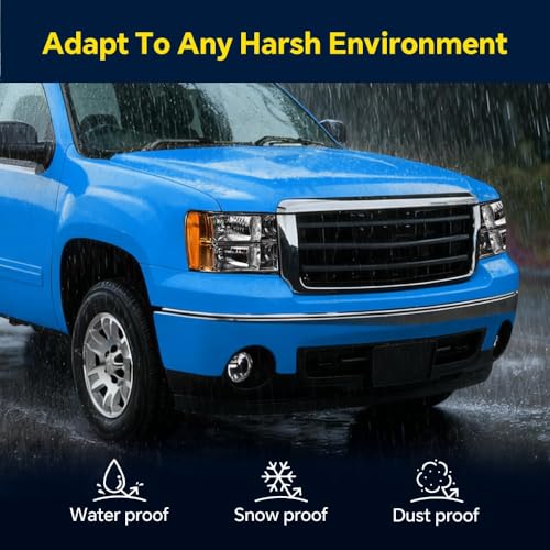 Image of GRAND ORANGE Headlights Assembly Compatible with GMC Sierra 1500 2007-2013, Fit GMC Sierra 2500HD 3500HD 2007-2014 22853029, 25799193, 22853030 Headlamps Clear lens Chrome Housing Amber Reflector