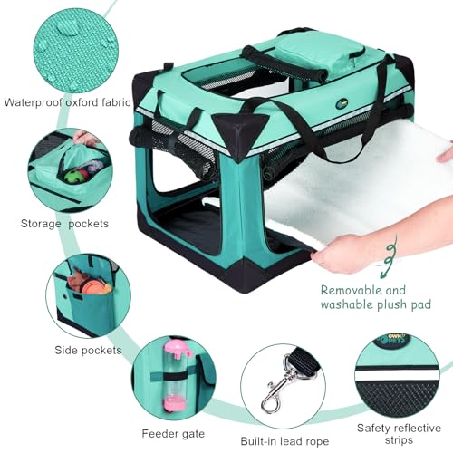 Ownpets Extra Large Cat Carrier for 2 Cats Small Dogs, 24 Inches Collapsible Soft Dog Crate for Car Travel, Portable Pet Carrier with Soft Mat - Thumbnail 7