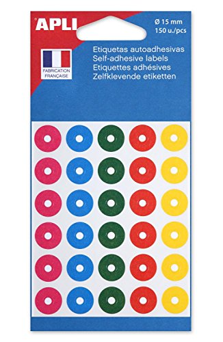 Apli 11335 - Pochette de 150 oeillets de couleurs assorties Ø 15 mm