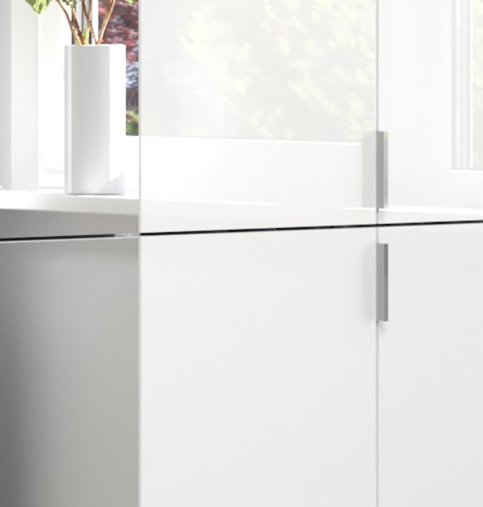 Garderobe und Kleiderschrank weiß Hochglanz viel Stauraum 15 Fächer Mehrzweckschrank mit Spiegeltür 122 x 193 cm SystemX