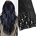 Produktbild TESS Clip in Extensions Echthaar Haarteile Haarverlängerung Standard Weft Grad 7A Lang Glatt guenstig Remy Human Hair 8 Tressen 18 Clips 55cm-110g(Schwarzbraun)