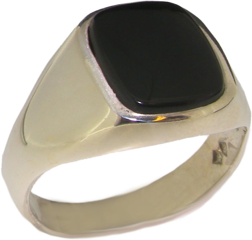 Solid 925 Sterling Silver Natural Onyx Mens Gents Signet Ring - Sizes 6 to 13 Available