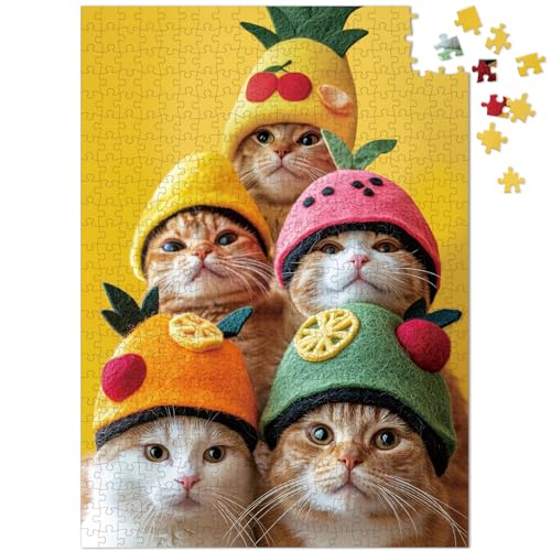 Rompecabezas de 500 piezas tamaño grande para adultos, adolescentes y niños familia juegos felices fiesta de gatos [Piezas más grandes] miniatura 5