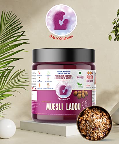 Image of Maa Mitahara Post Pregnancy Laddu with Muesli | Nutrient-Rich Postpartum Energy Snack | Lactation Support & Recovery Sweet | Healthy Laddu for New Mothers (300g, Muesli)