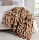 Springtree Home | Luxury Plush Throw Blanket | Brown Throw Blanket | Perfect Blanket for Couch Year Round | Fluffy Micro Fleece | Lily Collection - Dune
