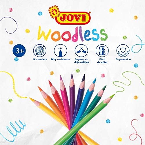 Jovi Kredki Woodless, bezdrzewne, kształt 3-kątny, od 3 lat, nietłukące, 12 kolorów w jednym pudełku