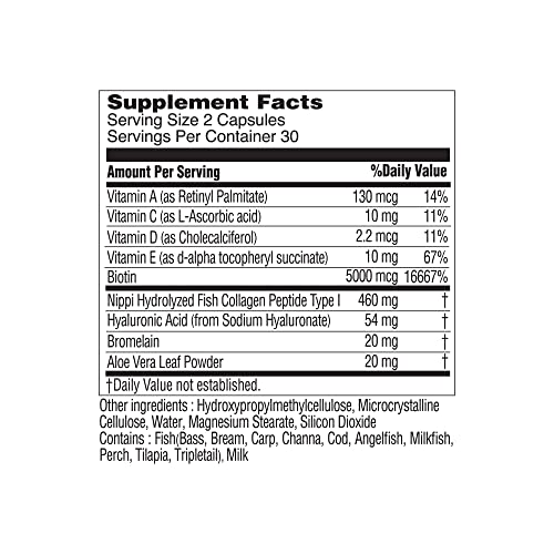 Koreselect Biotin Collagen Capsules 5000Mg, With B7 And Multivitamins, Hyaluronic Acid, Aloe For Men & Women, Hair, Nail, Skin Care, 60 Capsules #TOP2