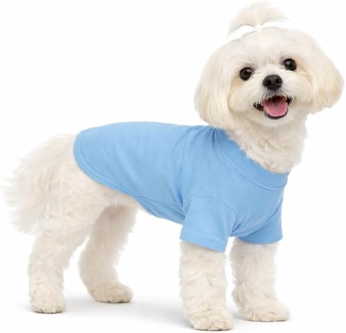 Miniatura 64 de Lovelonglong Ropa para mascotas, disfraces para perro, ropa de perro salchicha, camiseta en blanco para perros salchicha, Corgi 100% algodón, rosa