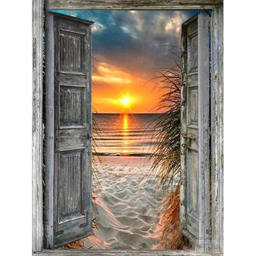 Broderie diamant 80x100 sans espace vide : kit complet 5D peinture strass carrés plage